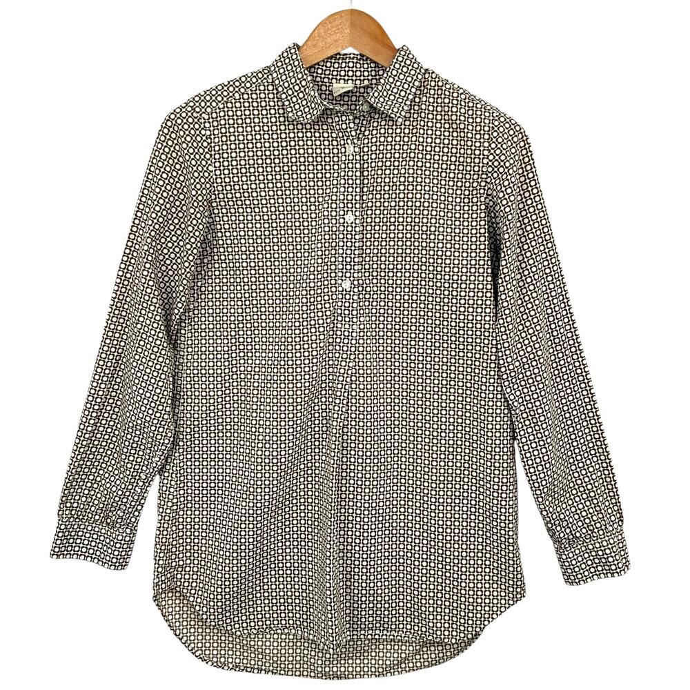 Orla Kiely Uniqlo Button Up Shirt Womens Small Brown Floral Long Sleeve Top
